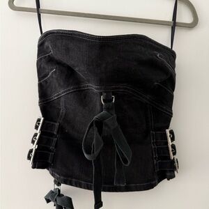 Vintage Parasuco Black Denim Buckle Top/Corset
